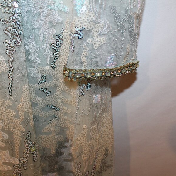 NEW Mac Duggal Dress Gown 12460 Cocktail Formal Embellished Mesh Blue‎ - Picture 6 of 9